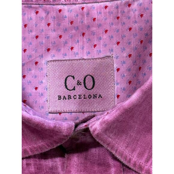 C & O Beach Barcelona Men's Italian Linen Hand Dyed Shirt Size US XL (011) - Picture 2 of 12